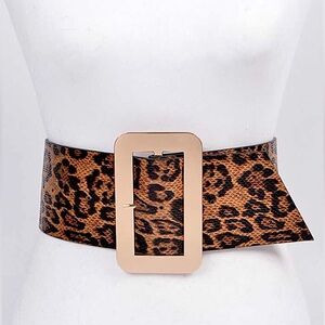Leopard Vegan Leather Waist Statement Belt
